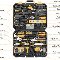DEKOPRO 168pcs Socket Wrench Auto Repair Tool Combination Package Mixed Tool Set Hand Tool Kit with Plastic Toolbox Storage Case (168PCS)